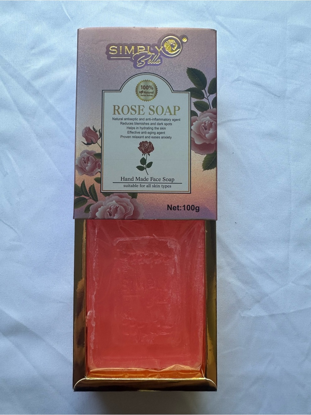 Simply Bella Handmade Rose Face Soap Cleanser Bar 100g NIB - Picture 6 of 6